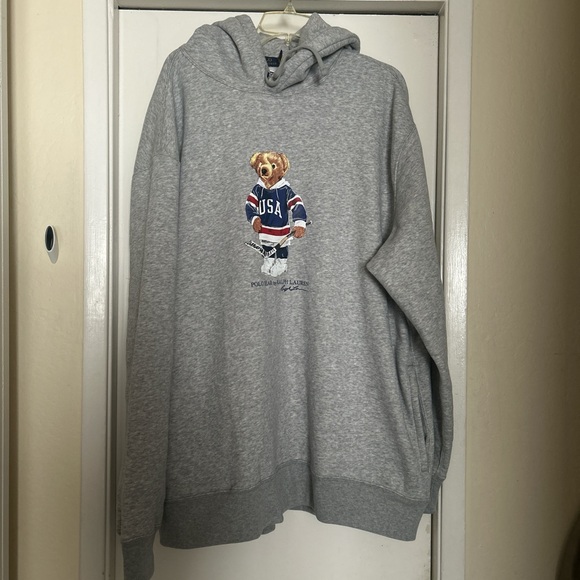 Polo by Ralph Lauren Gray USA Bear Hoodie - Picture 2 of 5